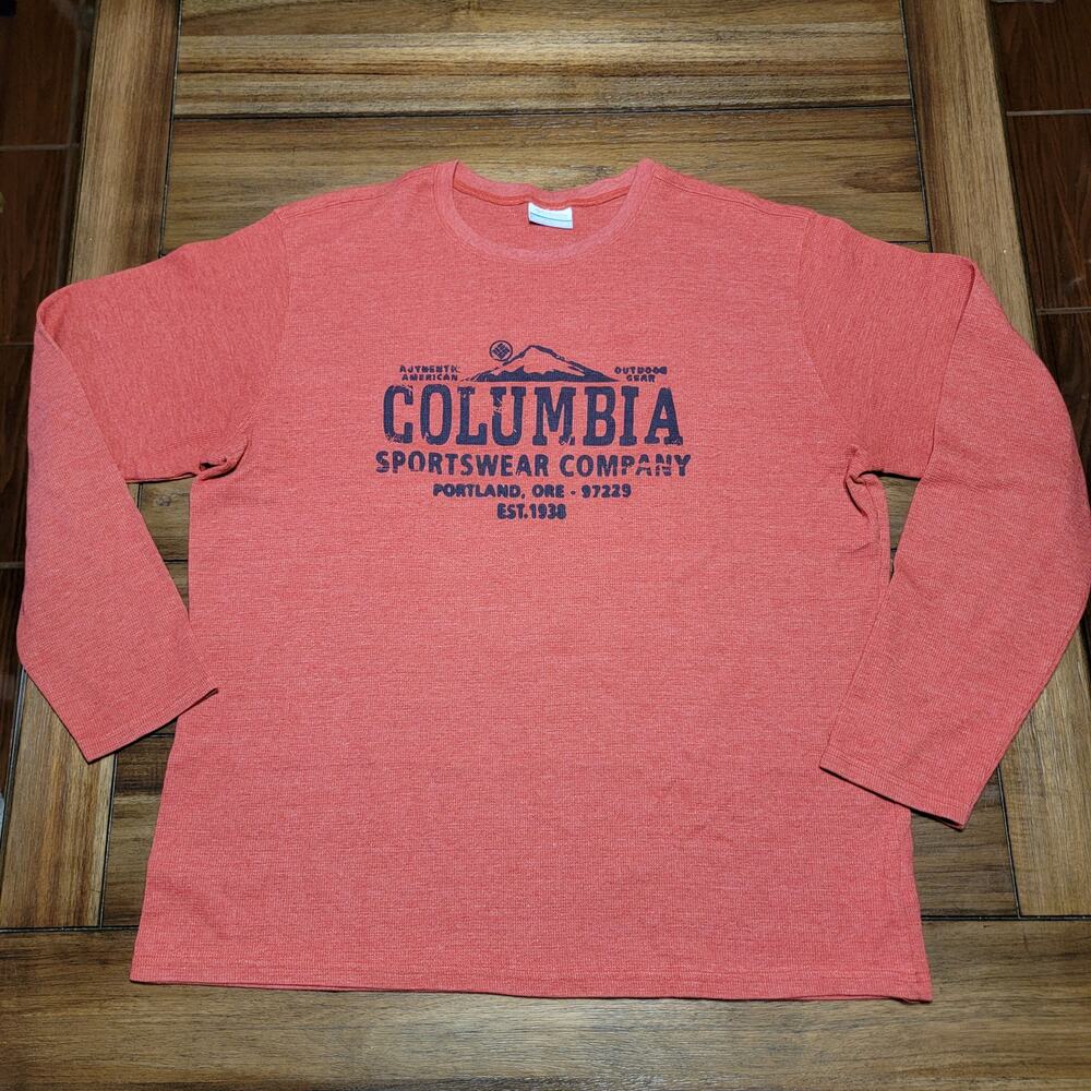 Columbia LS Waffle Knit Dark Red Unisex Shirt - Size XL